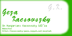 geza kacsovszky business card